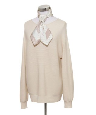 MOONBAT FURLA(フルラ)シルクツイル アーチロゴ スカーフ 65cm×65cm オフホワイト