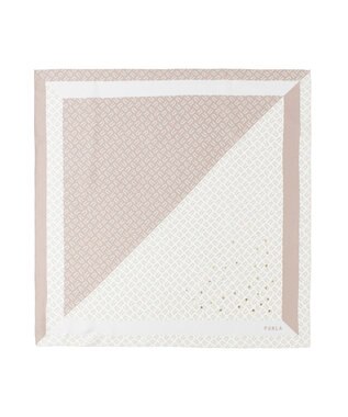 MOONBAT FURLA(フルラ)シルクツイル アーチロゴ スカーフ 65cm×65cm オフホワイト