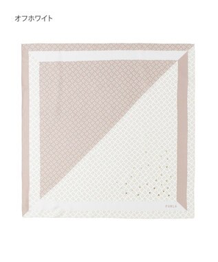 MOONBAT FURLA(フルラ)シルクツイル アーチロゴ スカーフ 65cm×65cm オフホワイト