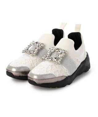 MODE ET JACOMO <carino>ビジューバックル厚底スニーカー ホワイト