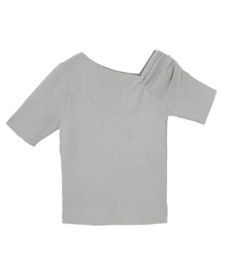 earth music&ecology アシメネックリブニットプルオーバー Gray Mixture