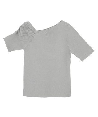 earth music&ecology アシメネックリブニットプルオーバー Gray Mixture