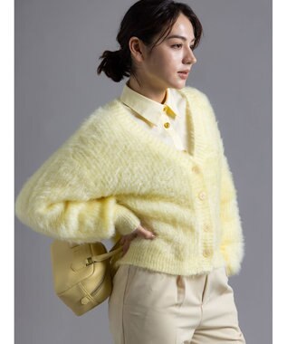 Te chichi 【Atelier Bonheur】キャットヤーンVネックカーディガン《2025winter catalog item》 イエロー