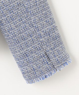 自由区 【セットアップ対応・洗える】ライトミックスツイード ジャケット ライトブルー