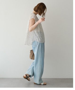 YECCA VECCA シアードット柄ブラウス Off White