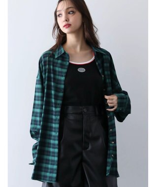Green Parks ＥＧＯＩＳＴ　チェックロゴシャツチュニック Green