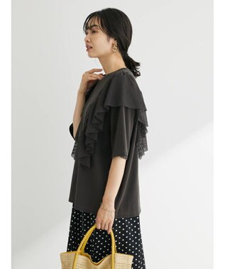 Green Parks ・ＳＵＧＡＲ　ＳＰＯＯＮ　カレッジｐｔラッフルＴシャツ Charcoal Gray