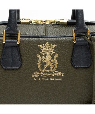 A.D.M.J. 【牛革】モーツァルト/バイカラーボストン25cm(ショルダーストラップ付) FOREST×MARINE