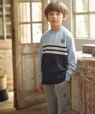 J.PRESS KIDS 【100-130cm】ボーダーミックス カットソー サックスブルー系