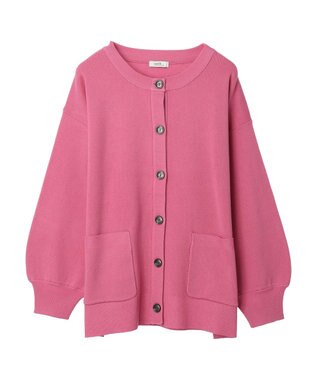 earth music&ecology クルーネックミドル丈カーディガン Pink