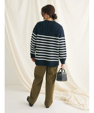 CRAFT STANDARD BOUTIQUE ケーブル×ボーダードッキングプルオーバー Border Navy