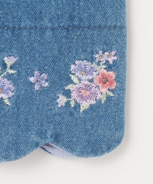 ANY KIDS スカラップ×刺繍デニムパンツ ブルー