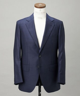 GOTAIRIKU 【Loro Piana Fabric】365 通年 3ピーススーツ(ネイビーストライプ) ダルブルー×ストライプ