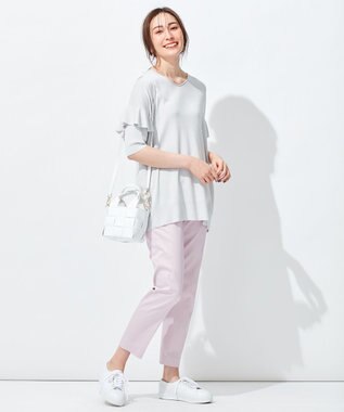 自由区 L 【接触冷感・撥水防汚加工】COOLMAX テーパードパンツ ローズ系