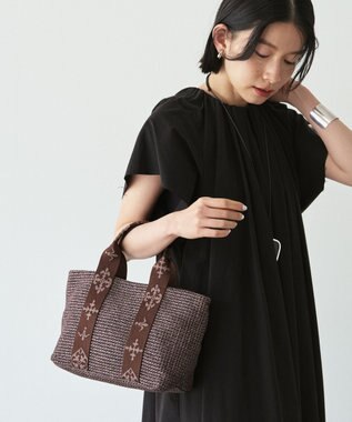 russet ナイロンラフィアデイリーミニトートバッグ《かごバッグ》(CE-1712) D.Brown