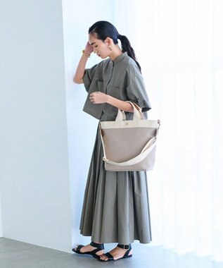 TOPKAPI 【Breath TOPKAPI】RIPPLE リプル ファスナー付 縦型 2way トートバッグL ペールベージュ