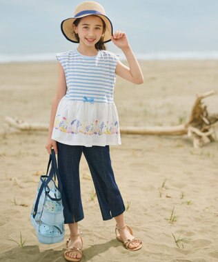 組曲 KIDS 【150-160㎝】ENOSUI Border Tシャツ サックスブルー系1