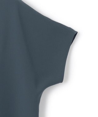 23区 L 【吸水速乾/UVカット/接触冷感】ストレッチジョーゼット バンドカラー カットソー ダークグリーン×ブラック