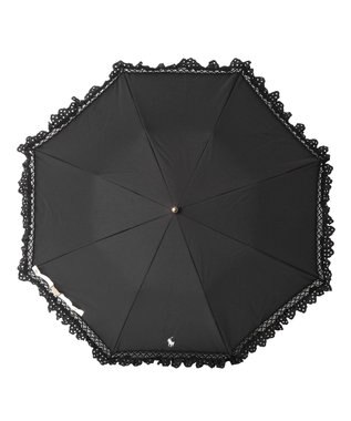 MOONBAT 【遮光/晴雨兼用日傘】POLO RALPH LAUREN（ポロラルフローレン） 折りたたみ日傘 エンブフリル 遮熱 UV ブラック