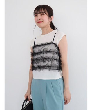 Green Parks ・ｓｗｉｎｇ　ｂｙ　ＳＥＴ２点チュールビスチェ＆フレンチＴ Off White