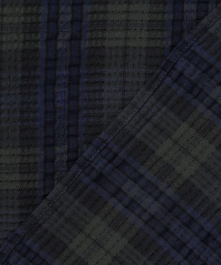 J.PRESS MEN 【KING SIZE 】【吸水速乾 / 接触冷感 / 高通気性】Aero Weave クールマックスサッカー チェック シャツ / B.D. ネイビー系3