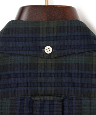 J.PRESS MEN 【KING SIZE 】【吸水速乾 / 接触冷感 / 高通気性】Aero Weave クールマックスサッカー チェック シャツ / B.D. ネイビー系3
