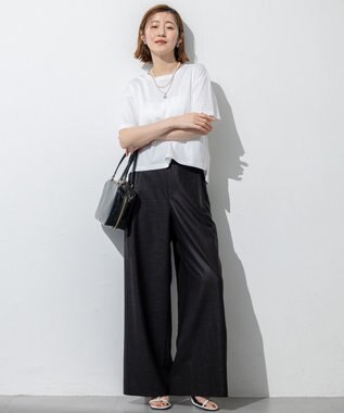 23区 【洗える】トリアセスラブストレッチ ワイド パンツ ブラック系