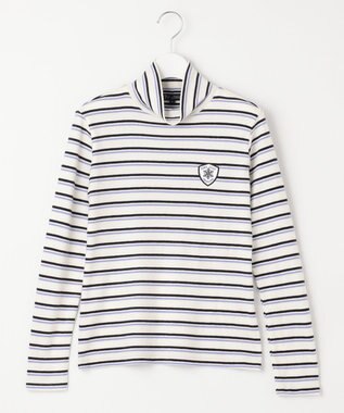 23区GOLF 【WOMEN】【吸湿発熱】グランサーモ ボーダー柄 モックネック カットソー ホワイト系1