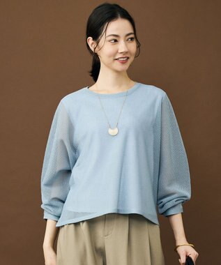 自由区 ライトメッシュ プルオーバー サックス