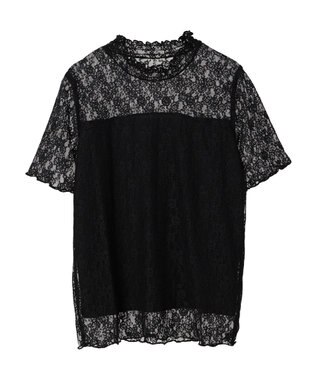 earth music&ecology レースドッキング半袖プルオーバー