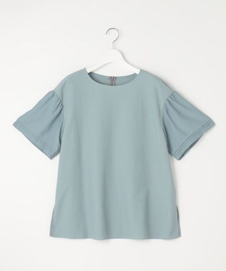 自由区 【WEB限定カラーあり】【UVカット・吸水速乾・洗える】ツイストプレーンラッフルスリーブ カットソー [WEB限定]グレイッシュミント