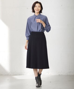 J.PRESS LADIES 【洗える】セルロースリバー スカート ネイビー系