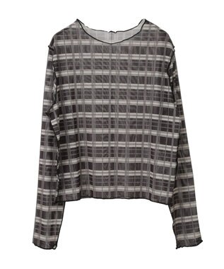 earth music&ecology シアーチェックプルオーバー Black