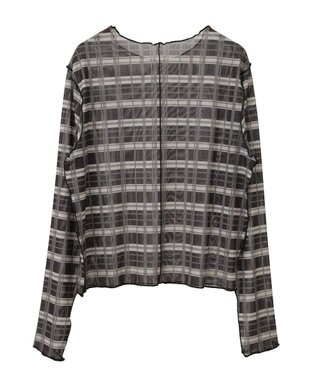 earth music&ecology シアーチェックプルオーバー Black