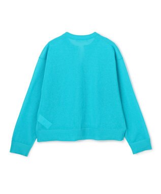 UNFILO シアーフォルムニット キーネックカーディガン ターコイズ