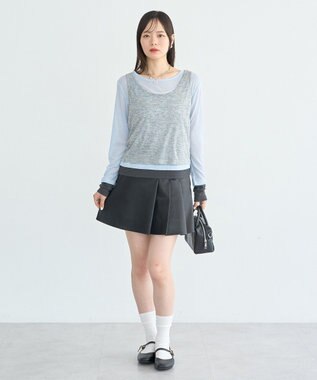 earth music&ecology SET2点ハイショクシアータンクトップ+ロンT Gray Mixture