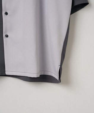 WEGO カラーブロックオープンカラーシャツ（S） ダークグレー