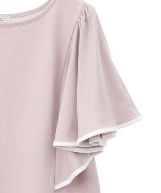 earth music&ecology 【接触冷感/洗濯機可】パイピングフレアスリーブカットソー Pink Beige