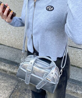 WEGO ハトメハンドルミニボストンショルダー シルバー