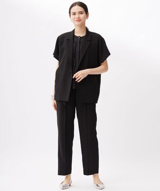 自由区 【カタログ掲載・セットアップ対応・接触冷感・UVカット・洗える】ライトリネンライクショートスリーブ ジャケット ブラック