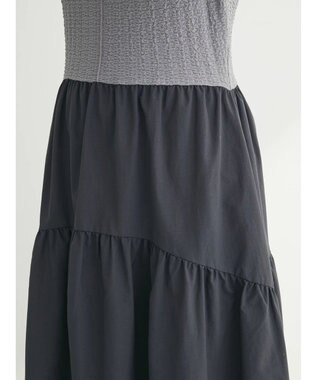 Green Parks しぼドッキングワンピース Charcoal Gray