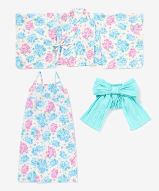 ANY KIDS 【簡単着付け】2WAY セパレート浴衣セット エクリュ×アジサイ