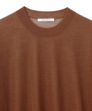 BEIGE， 【洗える】CADDO / シアーウールクルーネックトップス Brown