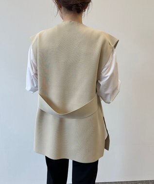 UNFILO 【軽量/ストレッチ/シワになりにくい】ミラノリブ ハーフジレ ベージュ