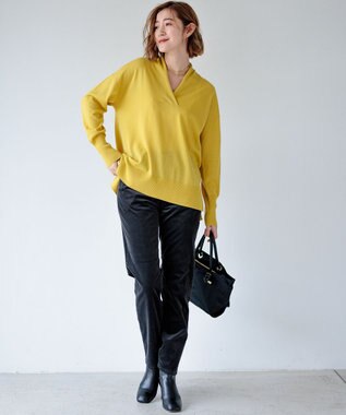 23区 【洗える】ウールテンジク Vネック ニット イエロー系