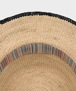 Paul Smith クロップドロゴ ラフィア バケットハット ベージュ
