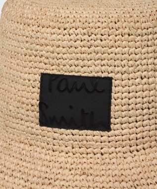 Paul Smith クロップドロゴ ラフィア バケットハット ベージュ