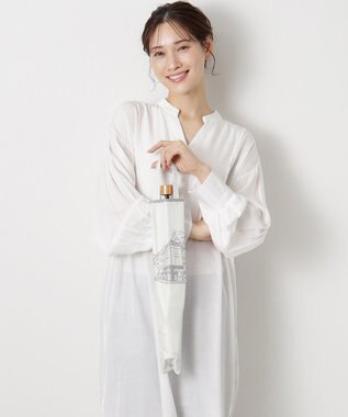 MOONBAT 【遮光100%/収納バッグ付き】SOLFEGE MODE  晴雨兼用 折りたたみ日傘 街並プリント ホワイト