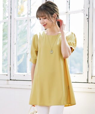 Tiaclasse 【洗える】パフスリーブチュニックブラウス イエロー