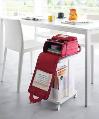 tower ランドセル収納ラック タワー キャスター付き 2段 ホワイト ホワイト